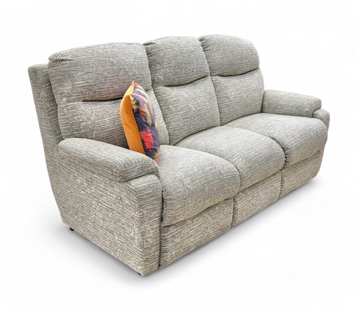 ‘Townley’ Holland Park Floral Pewter Fabric Static 3 Seater Split Sofa