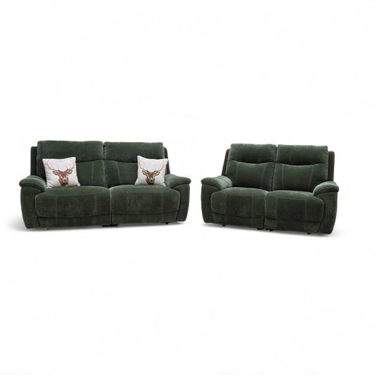 ‘Sloane’ 58001 Manhattan Pine Green 3 + 2 Power Recliner Sofa Set