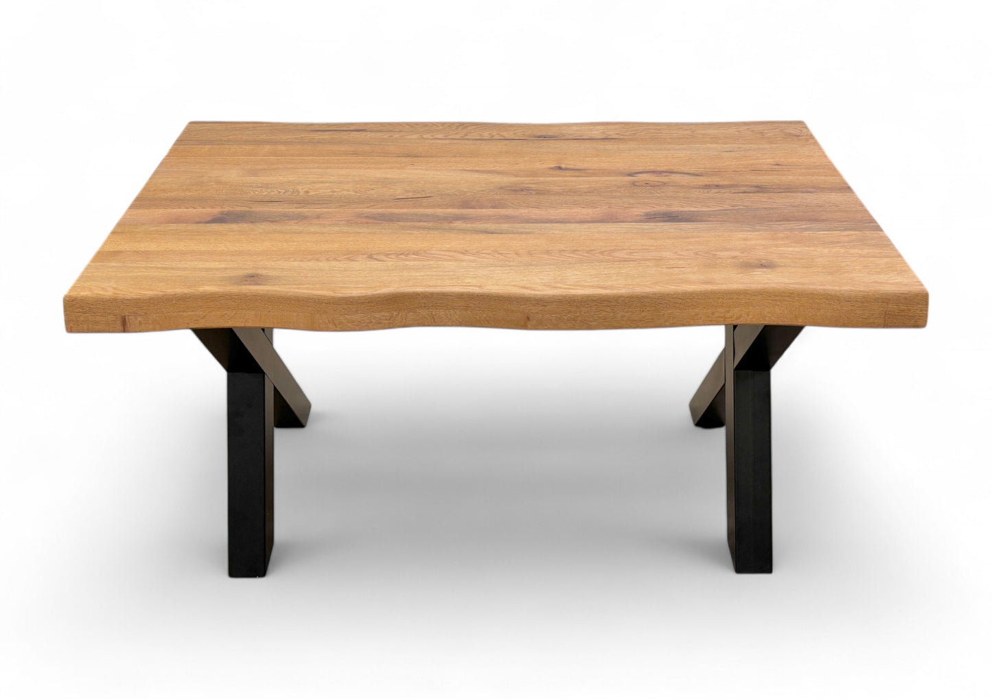 Bodahl Compact ‘Terra’ Raw Edge 01 Oiled Solid Oak Dining Table With X-Shaped Metal Legs