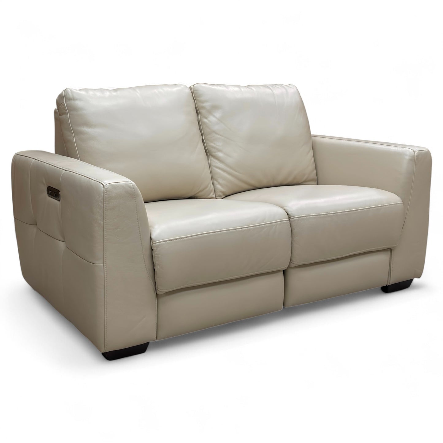 ‘Dinky’ Bone China Cream Cat-60/05 Leather 2 Seater Power Recliner Sofa