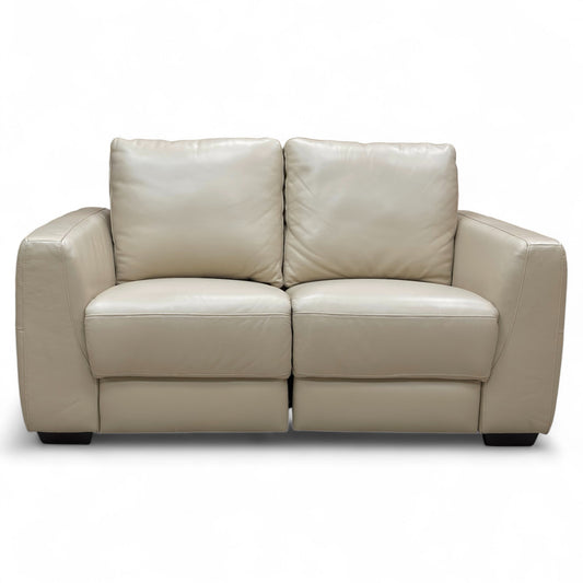‘Dinky’ Bone China Cream Cat-60/05 Leather 2 Seater Power Recliner Sofa