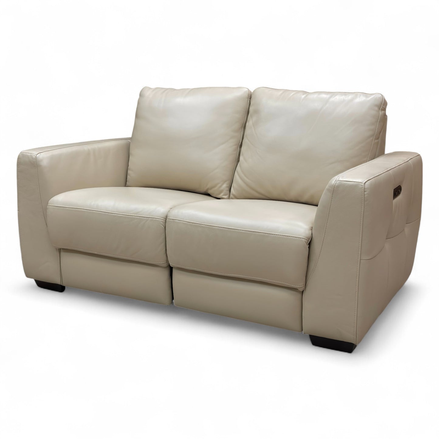 ‘Dinky’ Bone China Cream Cat-60/05 Leather 2 Seater Power Recliner Sofa