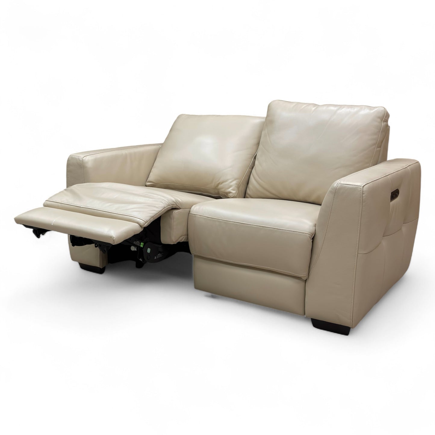 ‘Dinky’ Bone China Cream Cat-60/05 Leather 2 Seater Power Recliner Sofa