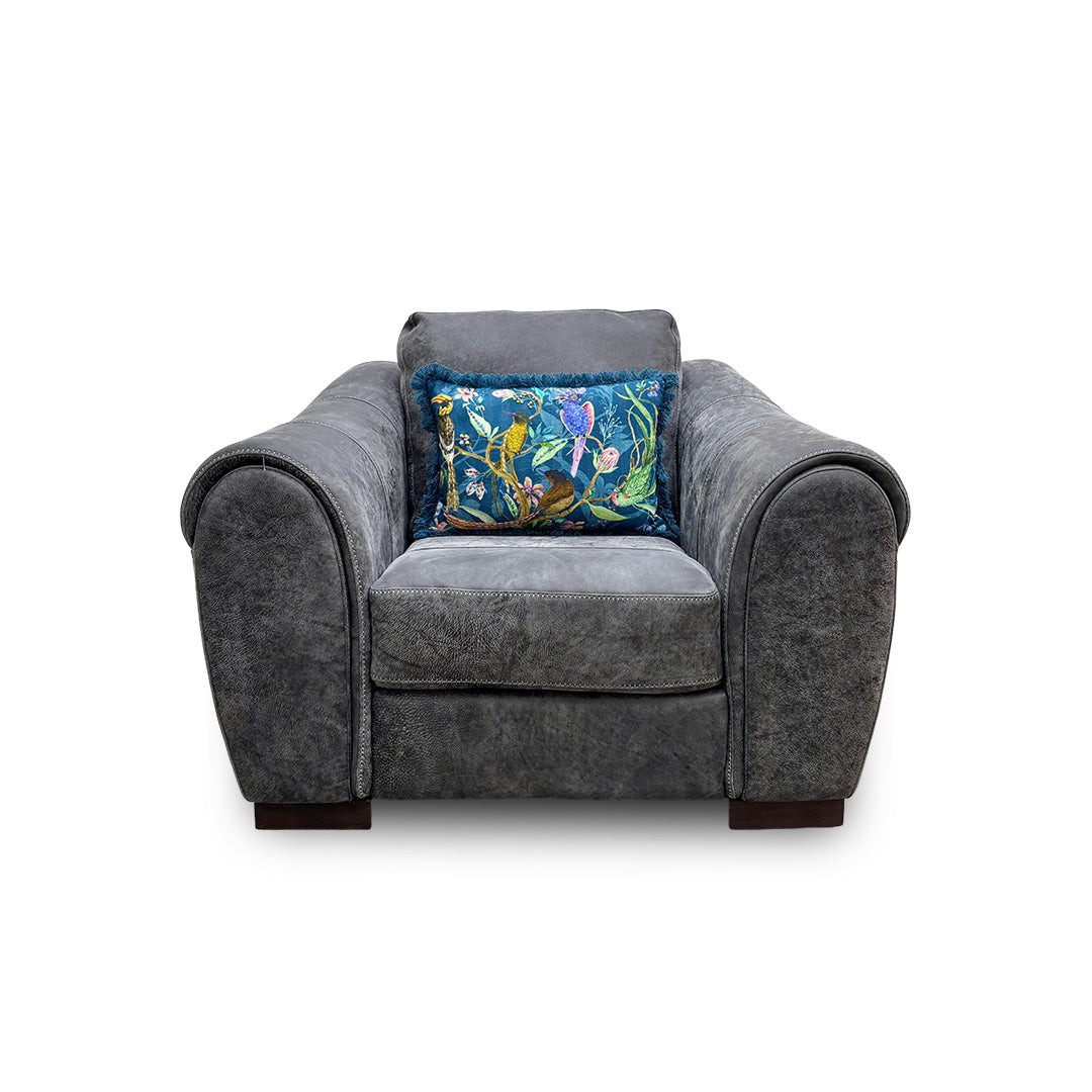 ‘Galleria’ Utah Grey Leather Cuddler Chair