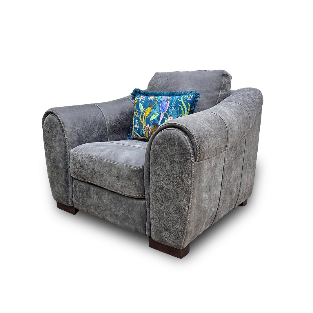 ‘Galleria’ Utah Grey Leather Cuddler Chair
