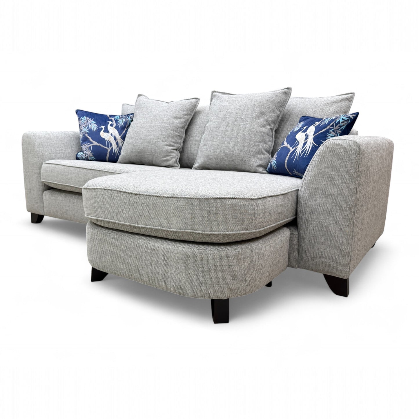 'Lorella' Silver Selway Pillow Back 4 Seater Lounger Sofa with Removable Arms