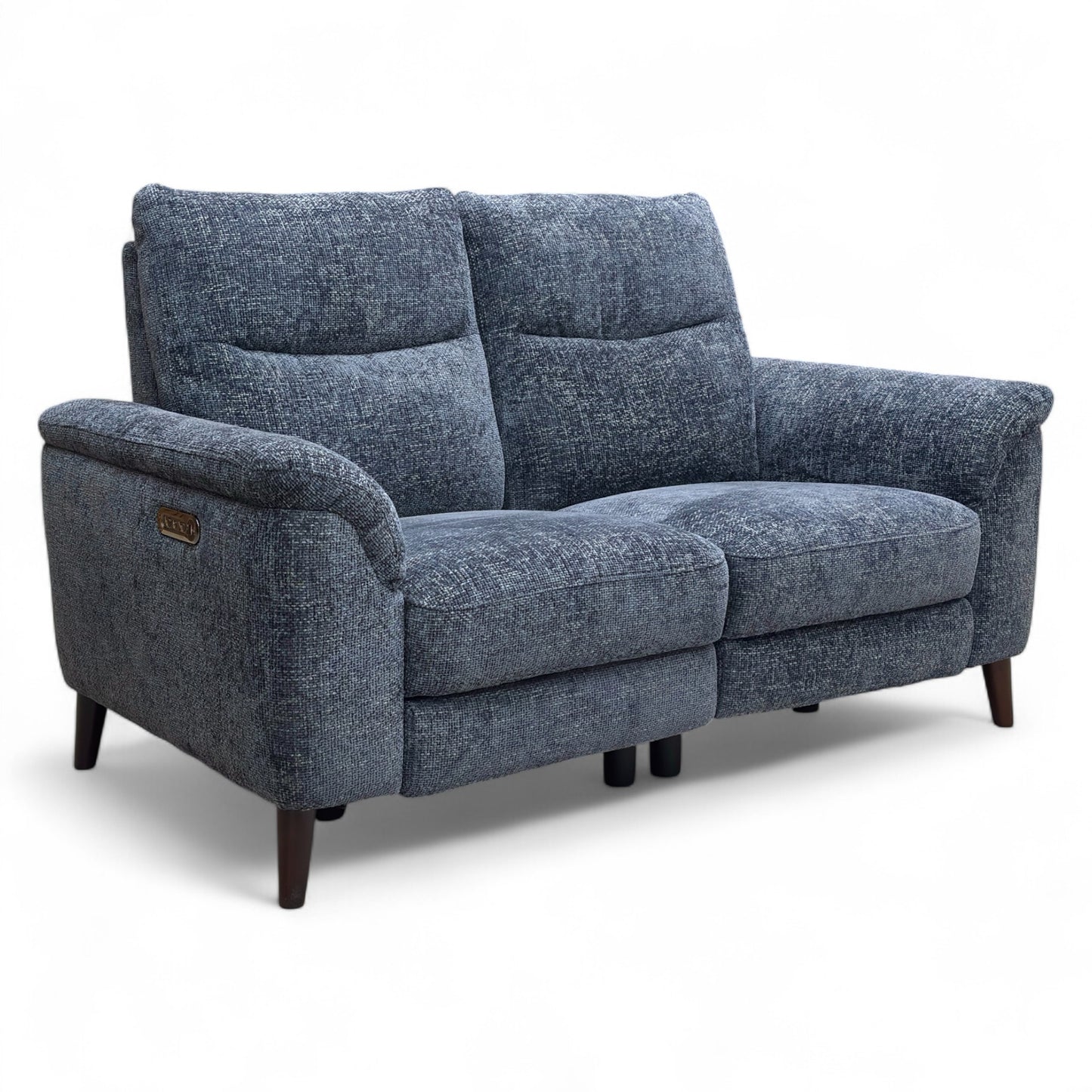 ‘Morgan’ Hopsack Midnight Blue 70005 Woven Fabric 2 Seater Power Recliner Sofa