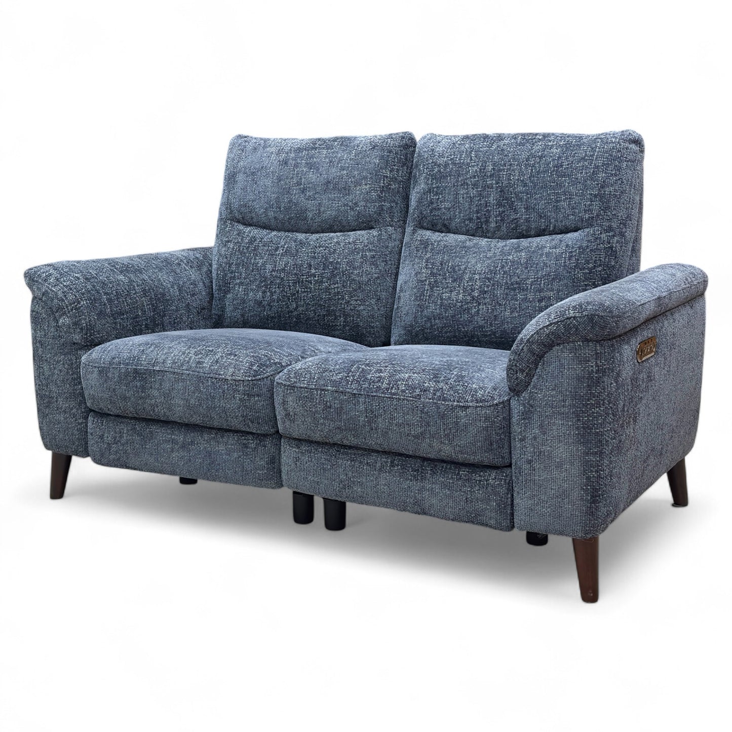 ‘Morgan’ Hopsack Midnight Blue 70005 Woven Fabric 2 Seater Power Recliner Sofa