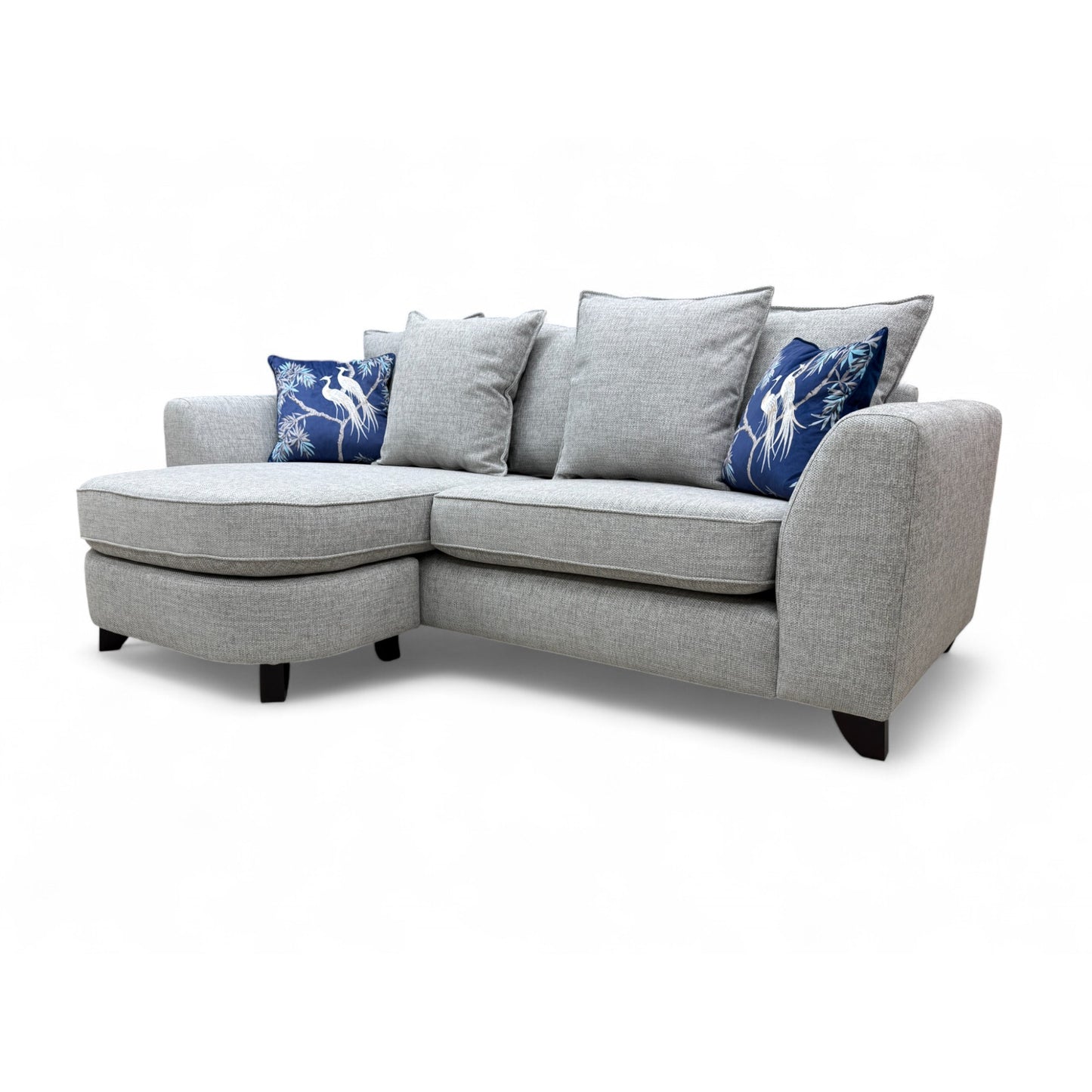 'Lorella' Silver Selway Pillow Back 4 Seater Lounger Sofa with Removable Arms
