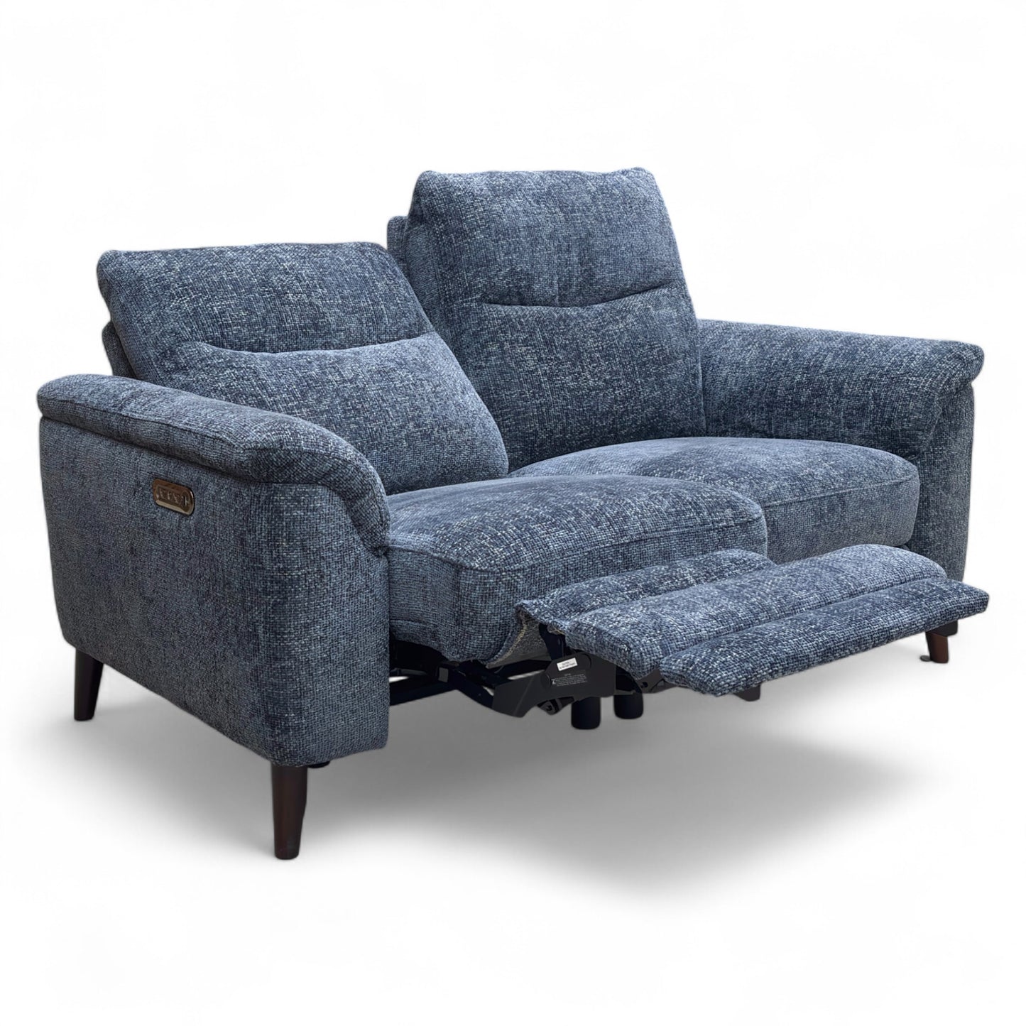 ‘Morgan’ Hopsack Midnight Blue 70005 Woven Fabric 2 Seater Power Recliner Sofa