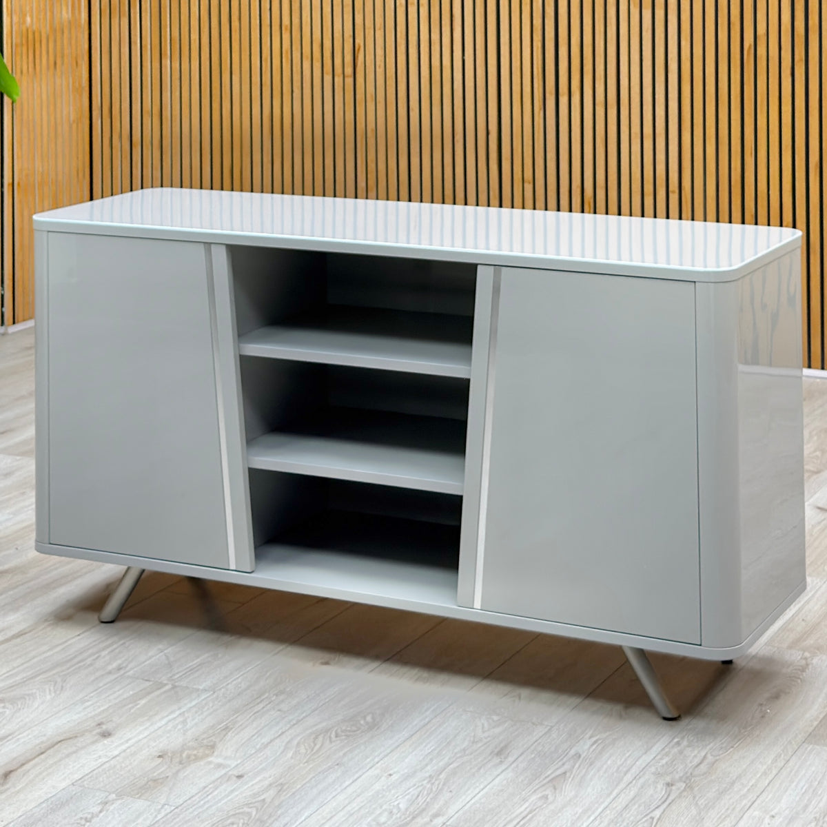 'Nadal' High Gloss Grey 2 Door Wide Sideboard