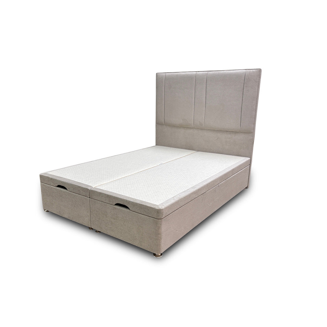 ‘Pegasus’ Milan Stone Floor Standing Headboard + Double Ottoman End Lift Base - Double