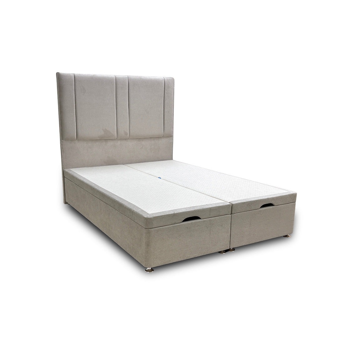 ‘Pegasus’ Milan Stone Floor Standing Headboard + Double Ottoman End Lift Base - Double
