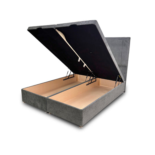 ‘Pegasus’ Milan Thunder Floor Standing Headboard + Double Ottoman End Lift Base - King