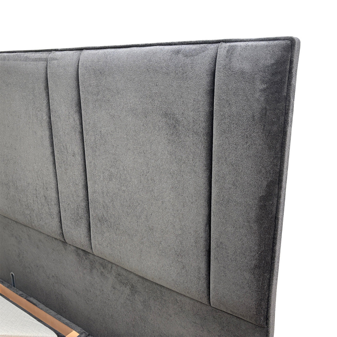 ‘Pegasus’ Milan Thunder Floor Standing Headboard + Double Ottoman End Lift Base - Double