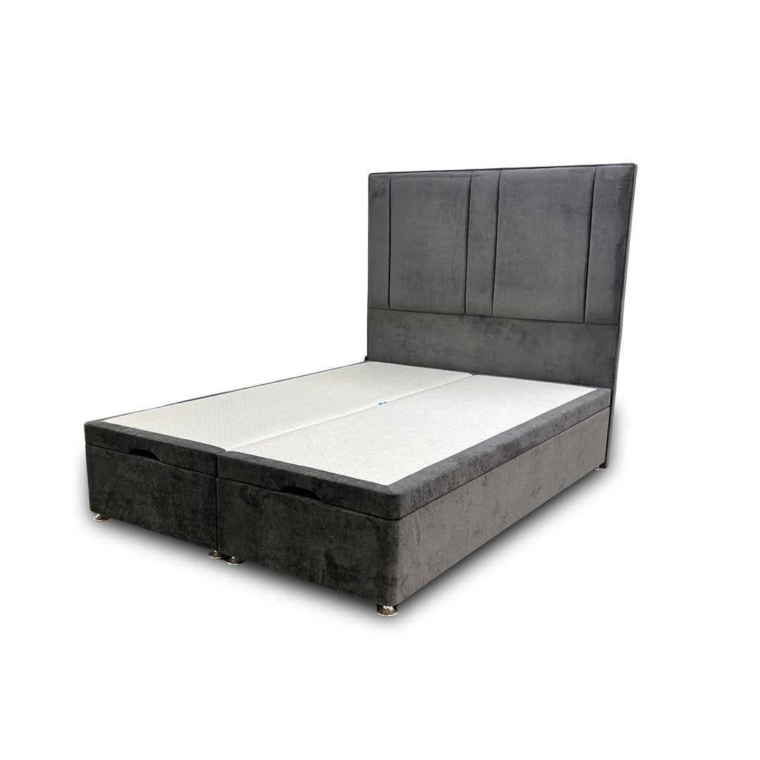 ‘Pegasus’ Milan Thunder Floor Standing Headboard + Double Ottoman End Lift Base - Double