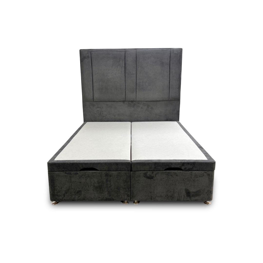 ‘Pegasus’ Milan Thunder Floor Standing Headboard + Double Ottoman End Lift Base - Double