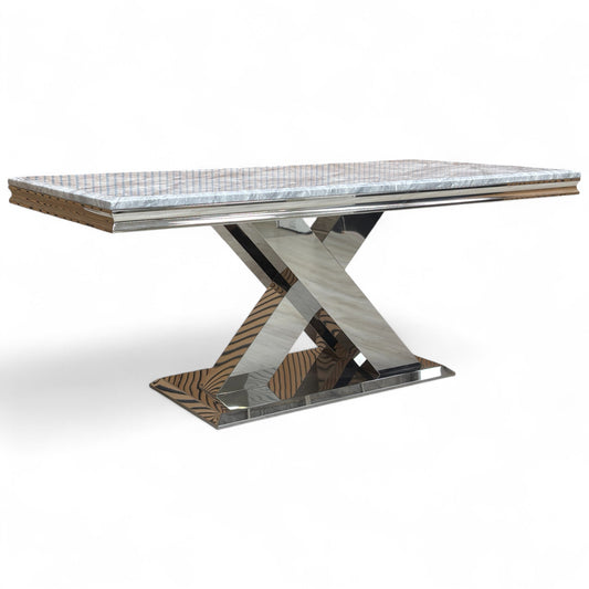 ‘Dolce’ Marble-Effect Ceramic Top 180cm Fixed Dining Table