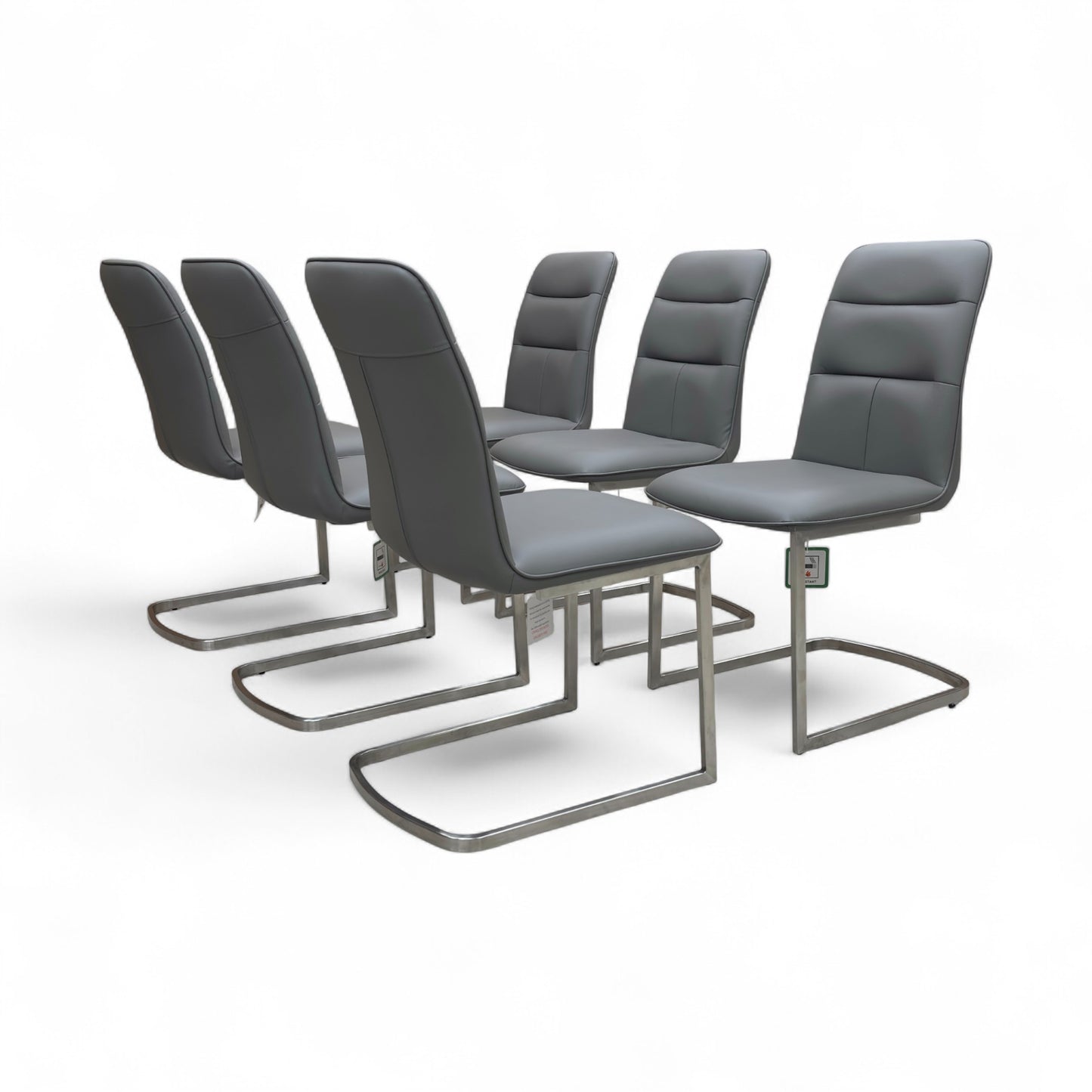 ‘Cashmere’ Charcoal Faux Leather Cantilever Dining Chair - Set of 6