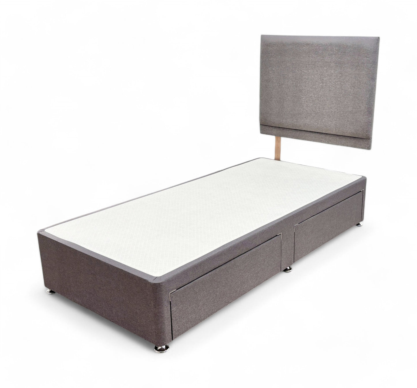 ‘Orwell’ Sierra Grey Fabric Single Bed with 2 Drawers