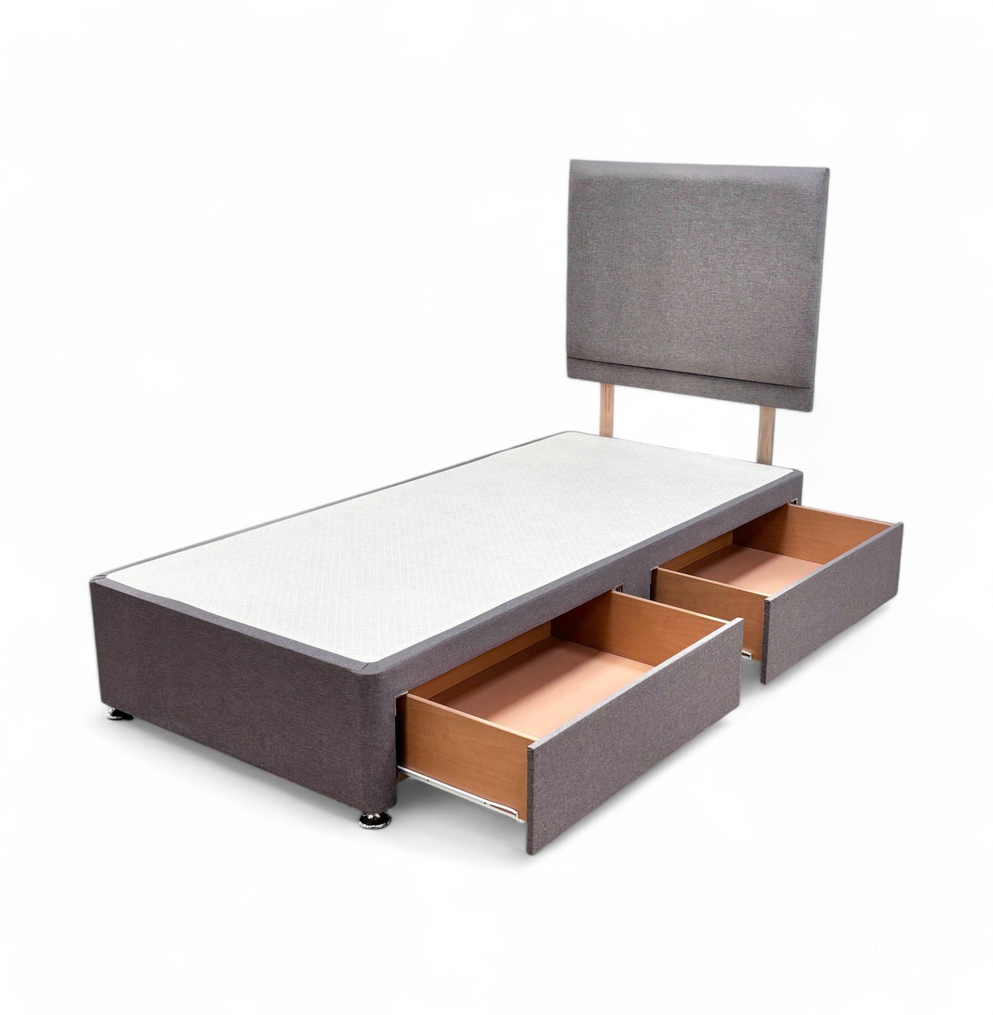 ‘Orwell’ Sierra Grey Fabric Single Bed with 2 Drawers