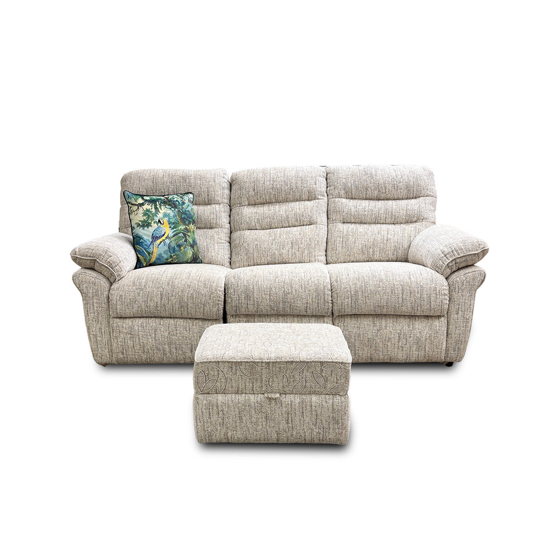 ‘Kendal’ Bloomsbury Floral Woven Fabric 3 Seater Sofa with Storage Footstool