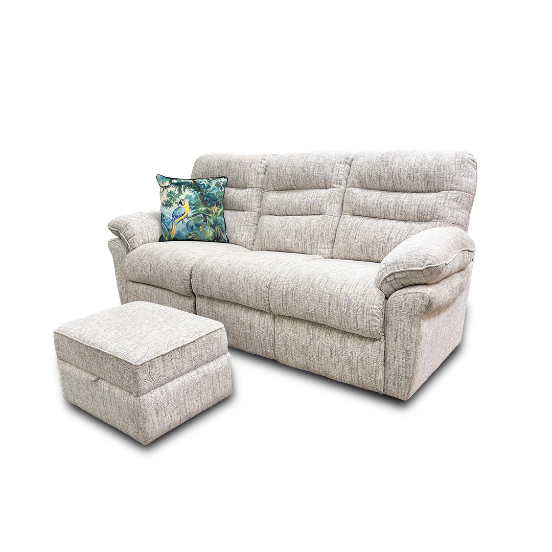 ‘Kendal’ Bloomsbury Floral Woven Fabric 3 Seater Sofa with Storage Footstool