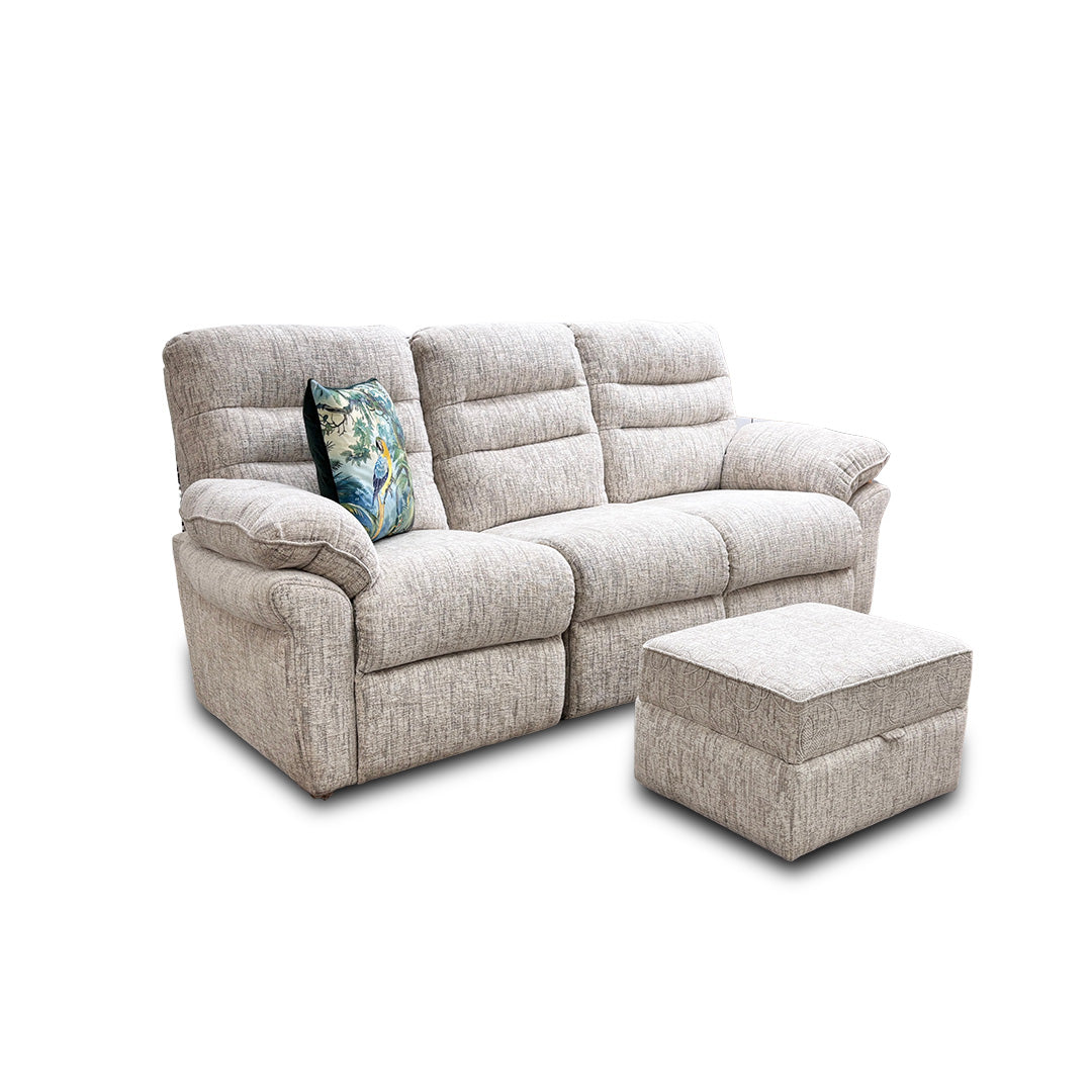 ‘Kendal’ Bloomsbury Floral Woven Fabric 3 Seater Sofa with Storage Footstool