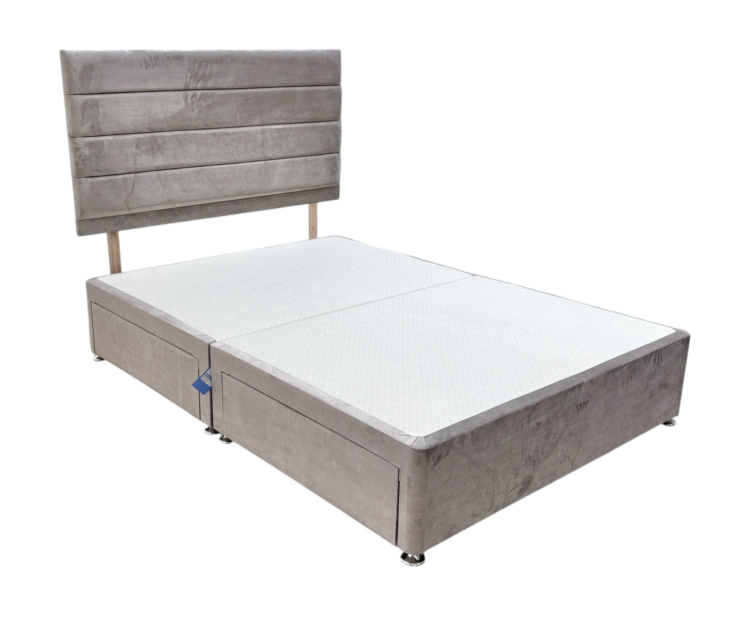 ‘Aries’ Heritage Mink Velvet Double Bed with 4 Drawers