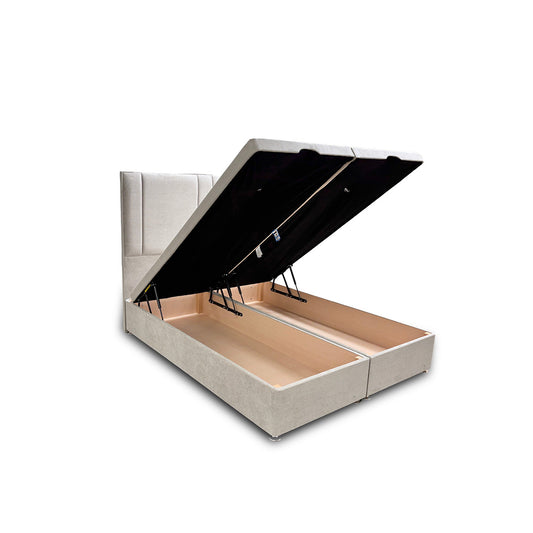 ‘Pegasus’ Milan Stone Floor Standing Headboard + Double Ottoman End Lift Base - King