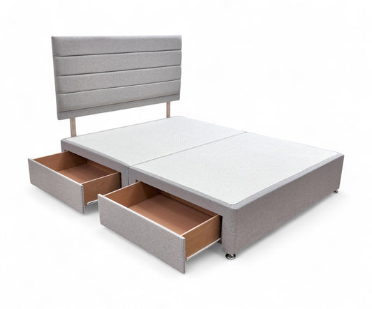 ‘Aries’ Heritage Mink Velvet King Bed with 4 Drawers