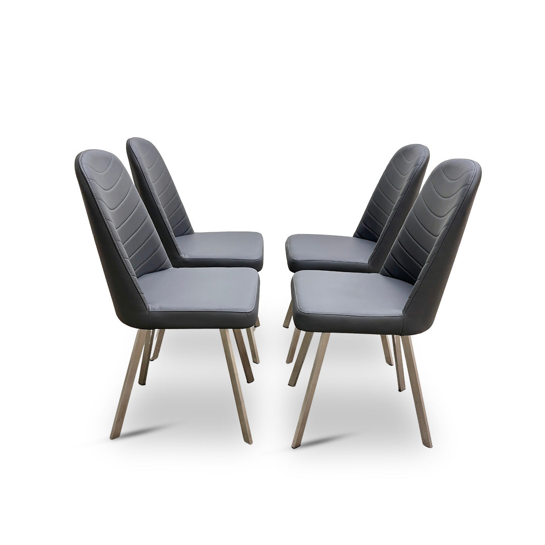 ‘Evolution’ Grey Faux Leather Upholstery Dining Chair - Set of 4