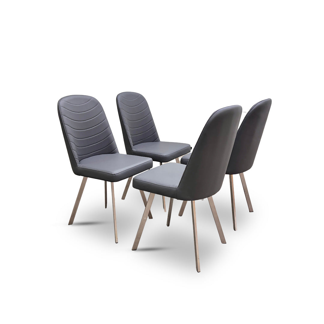 ‘Evolution’ Grey Faux Leather Upholstery Dining Chair - Set of 4