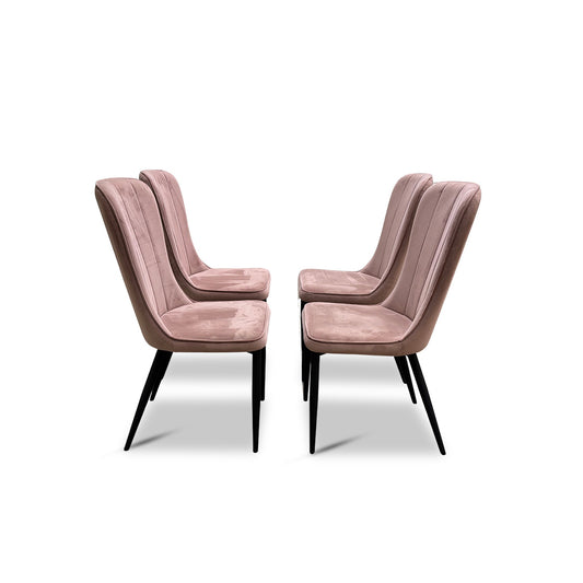 ‘Raph’ Blush Velvet Black Velvet Dining Chair - Set of 4