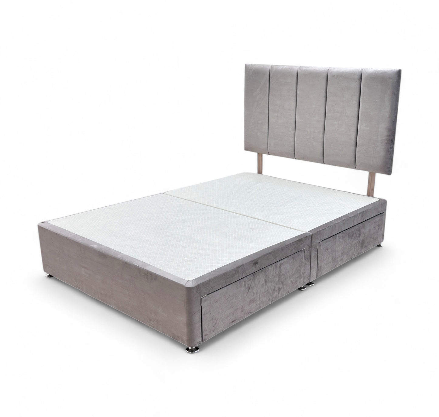 ‘Brookes’ Heritage Mink Velvet Double Bed with 4 Drawers