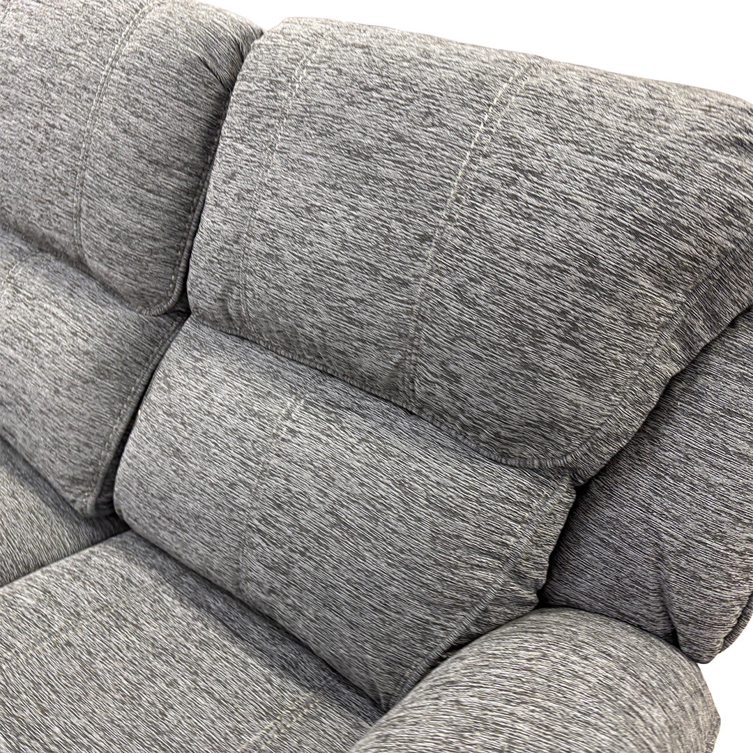 ‘Belmont’ Grey Fabric Manual Recliner 3 Seater Sofa with Drop Down Cup Holders