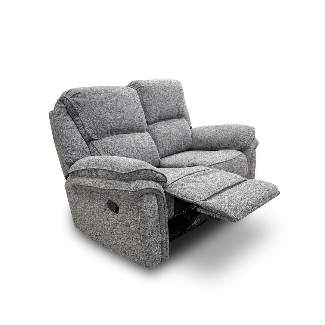 ‘Belmont’ Grey Fabric Manual Recliner 2 Seater Sofa