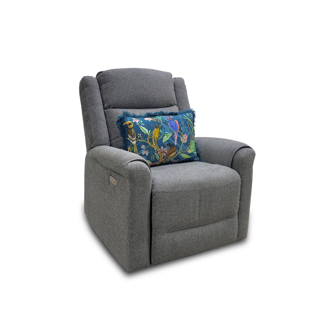 ‘Lexus’ Grey Fabric Power Recliner Armchair