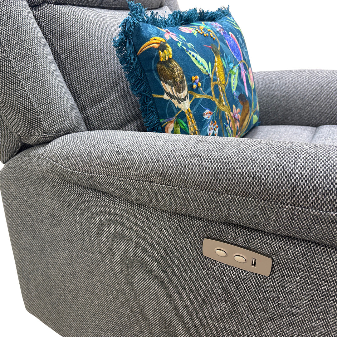 ‘Lexus’ Grey Fabric Power Recliner Armchair