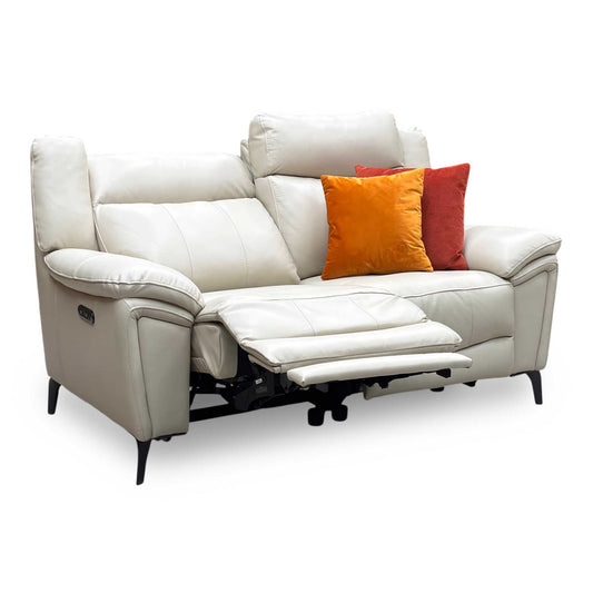 ‘Panache' Bone China Cat-60_05 Leather 2 Seater Power Recliner Sofa