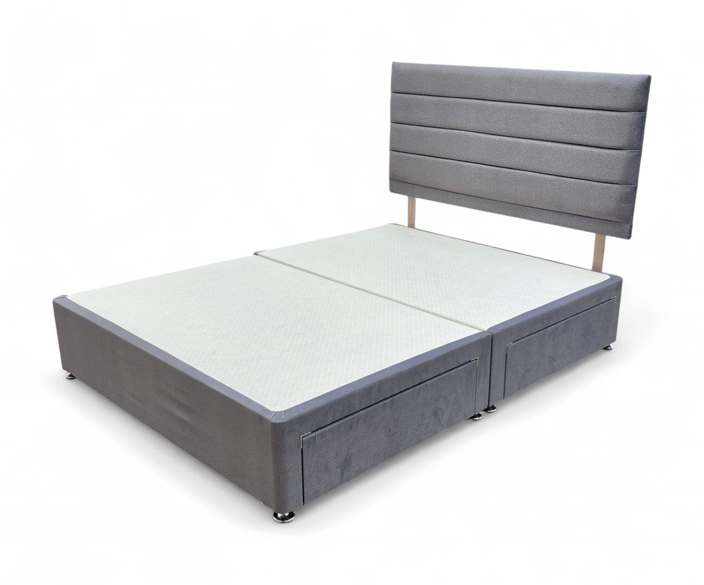 ‘Aries’ Arlington Charcoal Velvet King Bed with 4 Drawers