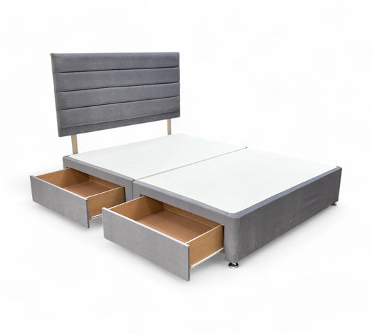 ‘Aries’ Arlington Charcoal Velvet King Bed with 4 Drawers