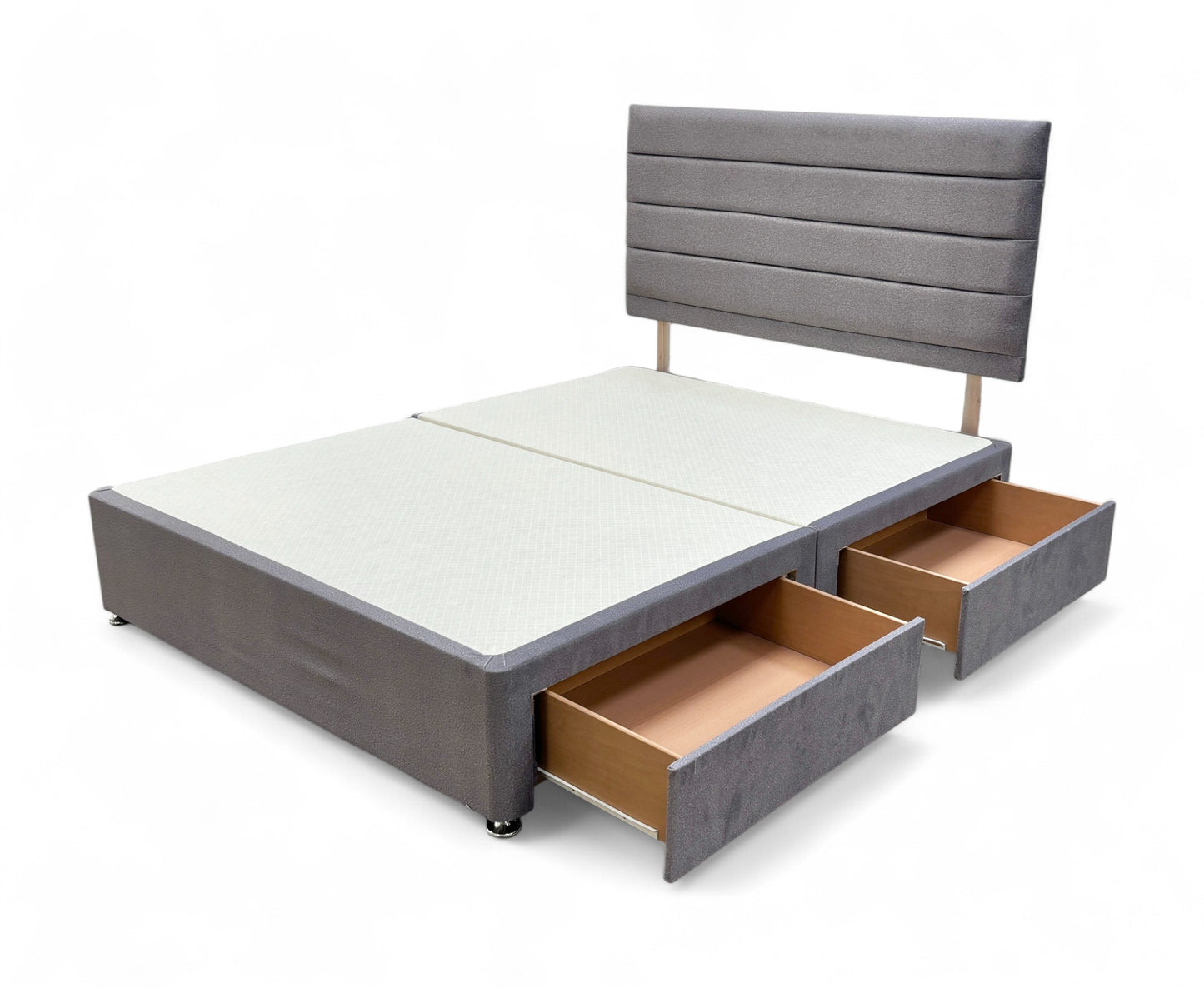 ‘Aries’ Arlington Charcoal Velvet King Bed with 4 Drawers