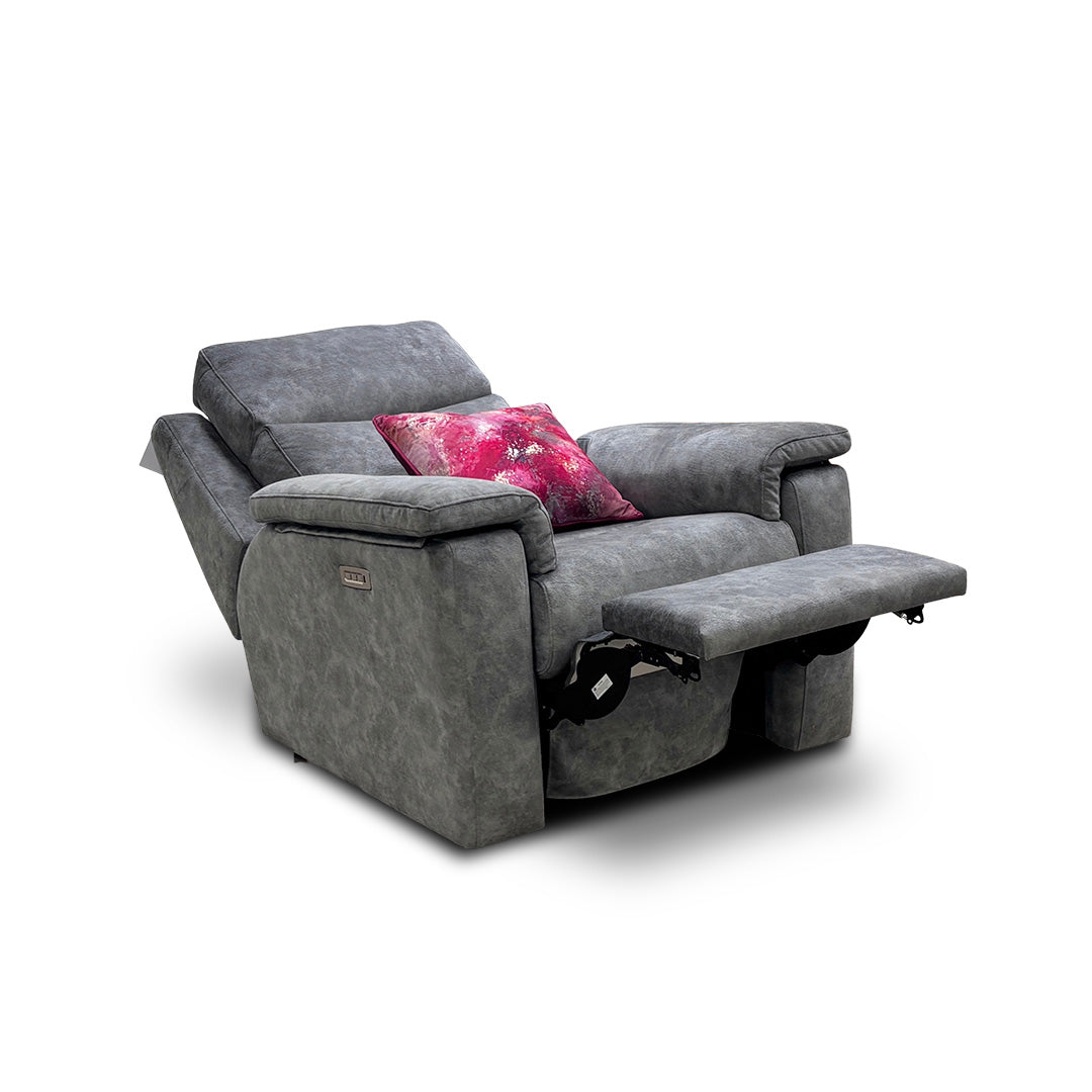 G Plan ‘Thornbury’ Grey Marbled Velvet Power Recliner Chair with Power Headrest and Power Lumbar