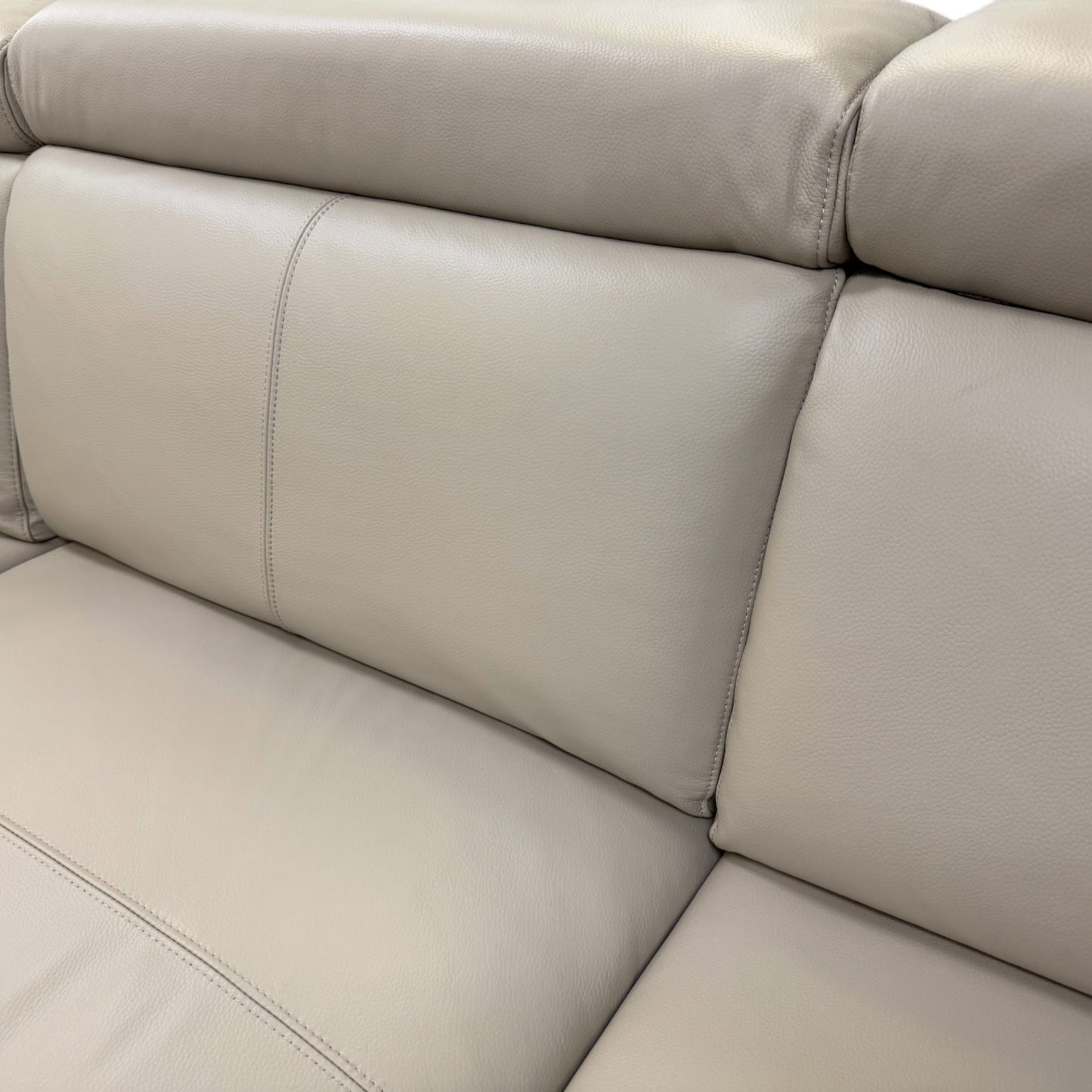 ‘Nico’ Stone Leather Power Recliner Left Hand Facing Chaise Corner Sofa with Storage and Adjustable Headrests