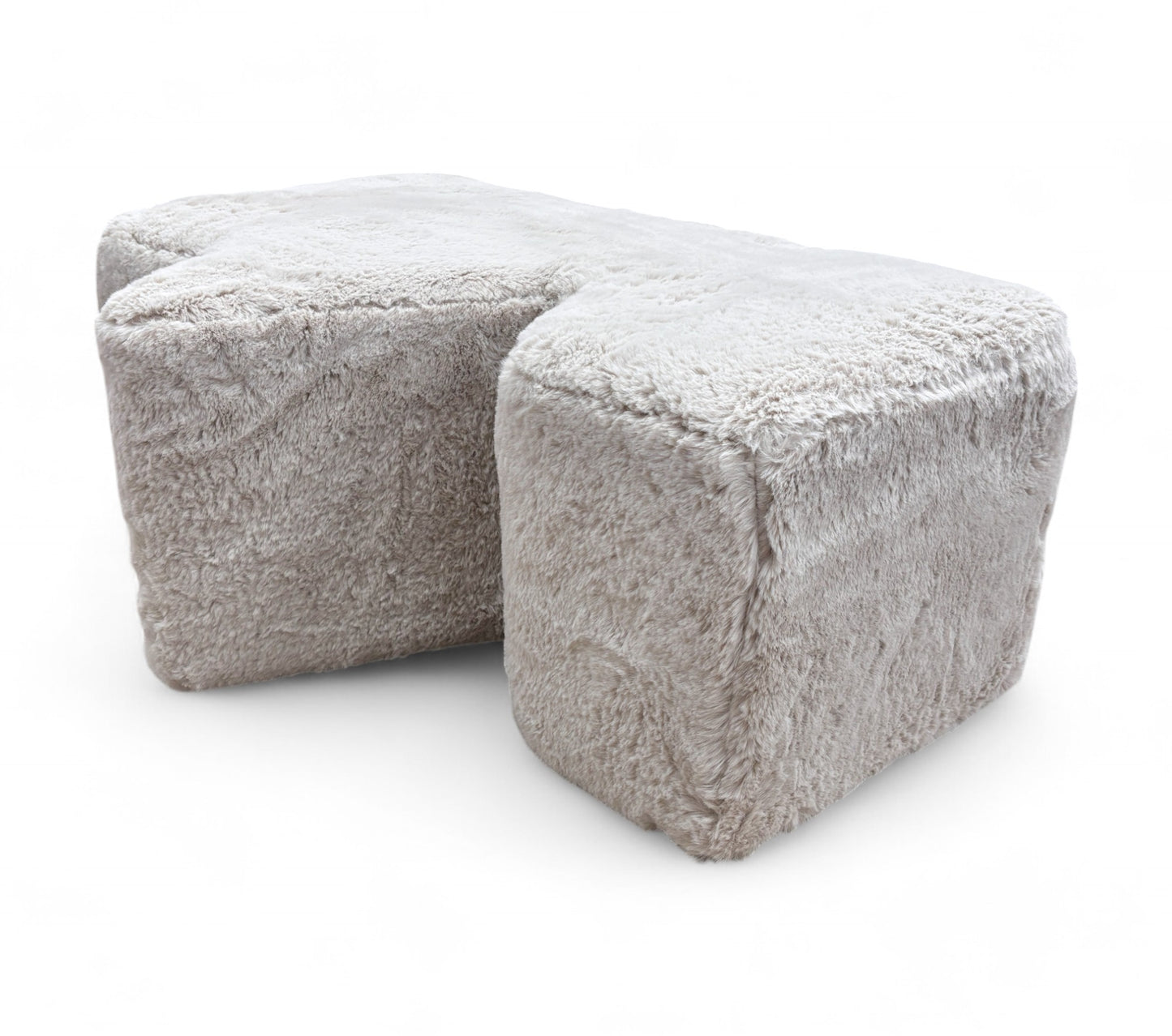 ‘Stacked' Fluffy Mikah Ivory Funky Footstool