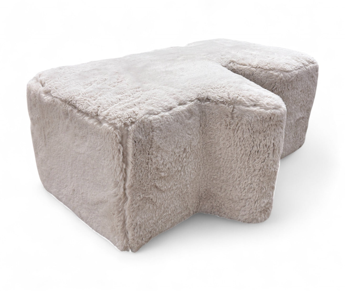 ‘Stacked' Fluffy Mikah Ivory Funky Footstool