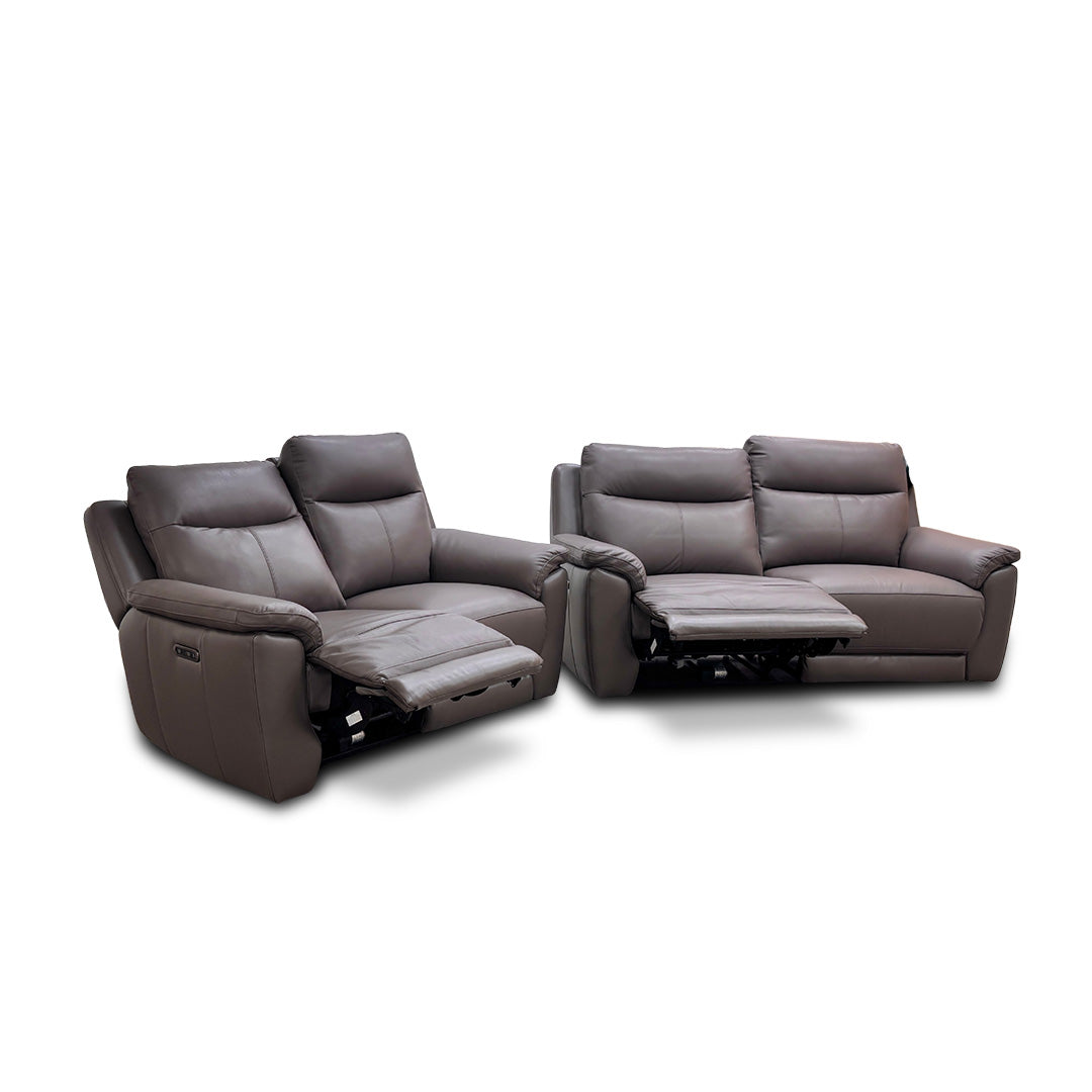 ‘Bobby’ Leather Cat-35/04 Oyster 3 + 2 Power Recliner Sofa Set