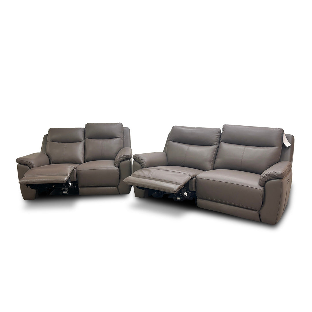 ‘Bobby’ Leather Cat-35/04 Oyster 3 + 2 Power Recliner Sofa Set