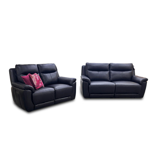 ‘Bobby’ Leather Cat-35/02 Black 3 + 2 Power Recliner Sofa Set